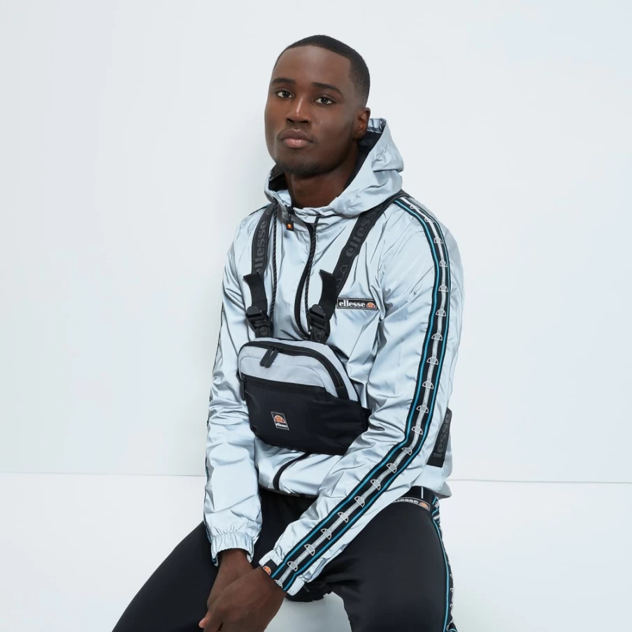 Ellesse Men's Reflective Landorus Full Zip Jacket - Waterproof Windbreaker for Outdoor Sports
