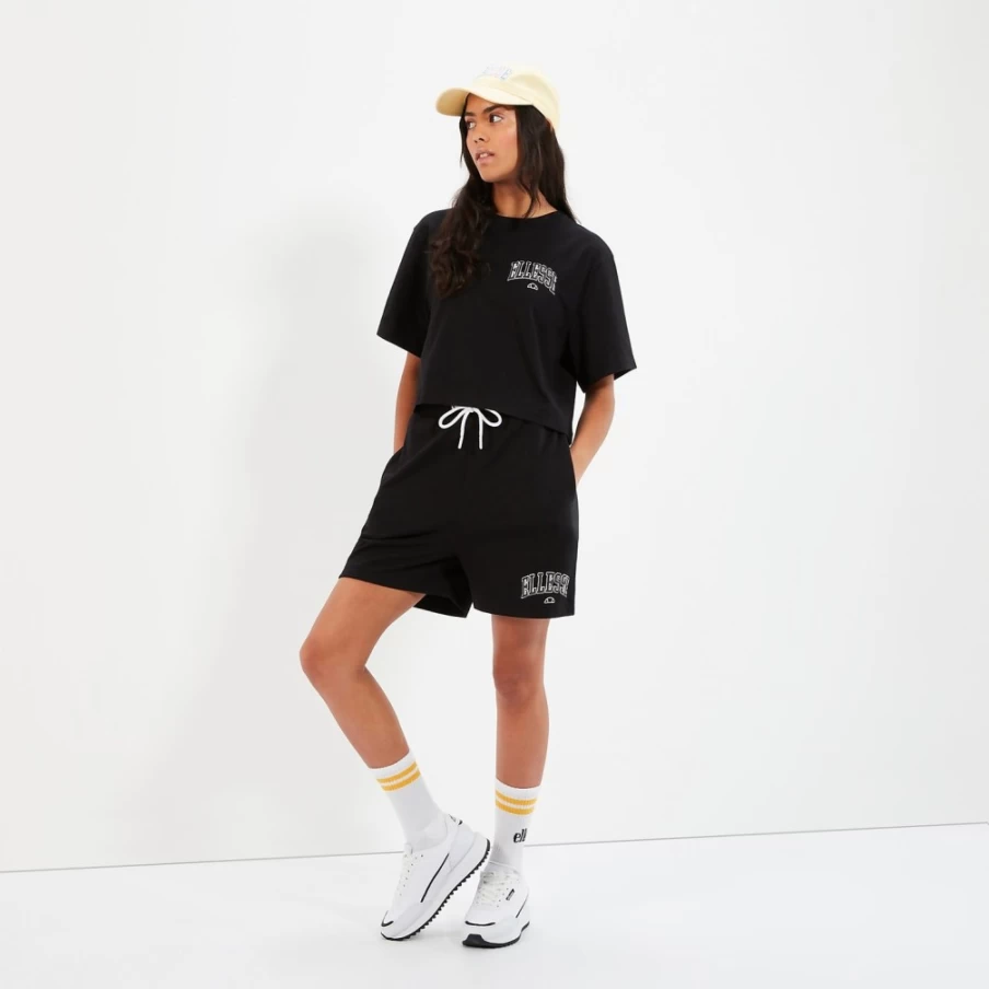Ellesse Women's Black Cropped T-Shirt - Beneventi Short Sleeve Top