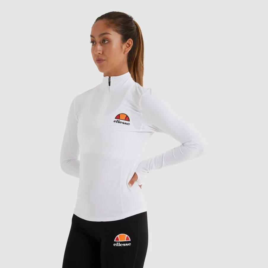 Ellesse Women's White Sofira 1/4 Zip Pullover Top