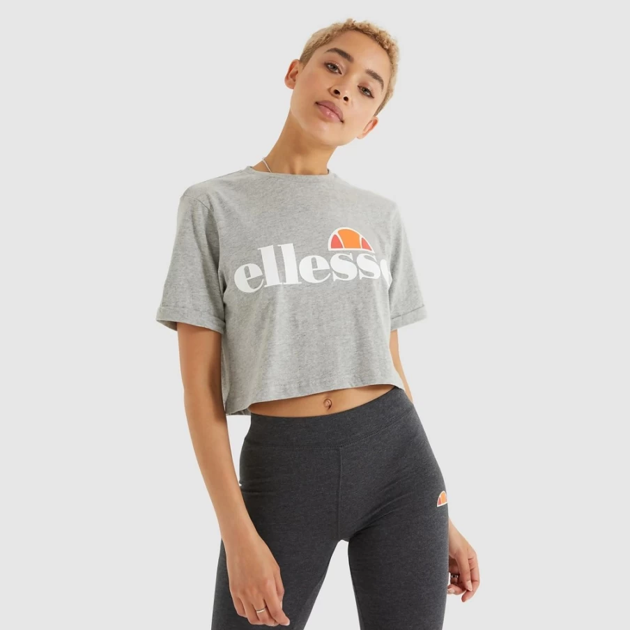 Ellesse Women's Grey Marl Alberta Cropped T-Shirt