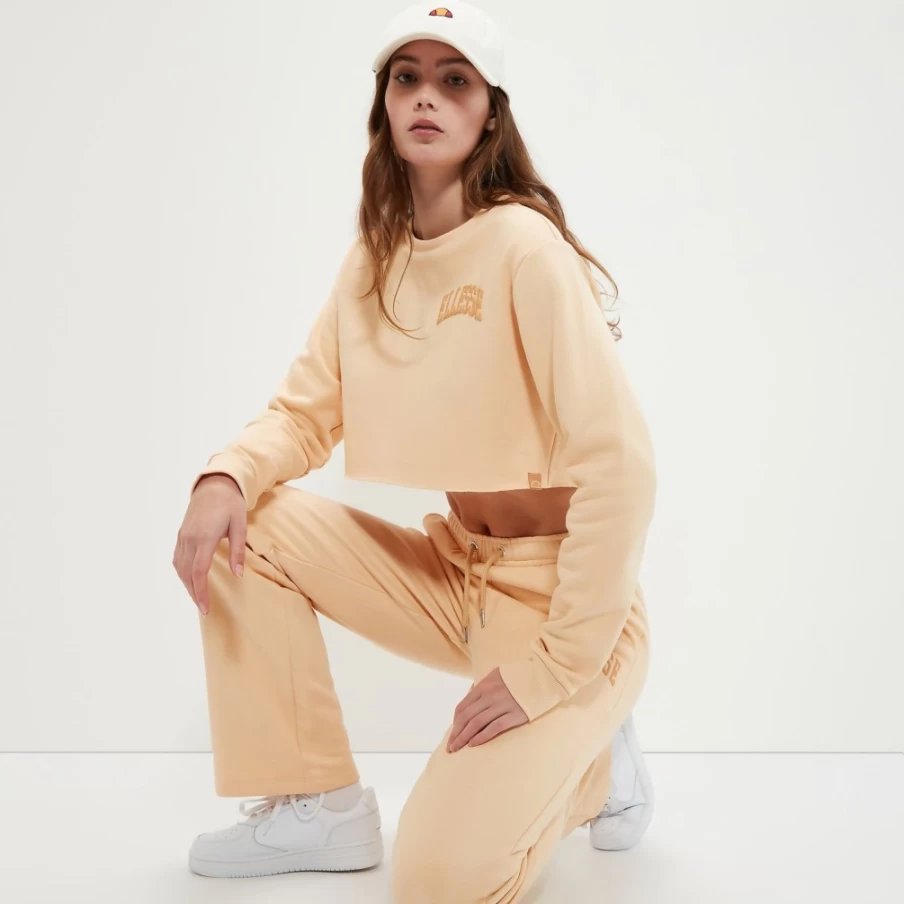 Ellesse Women's Light Brown Crop Sweatshirt - Canleo Style Pullover