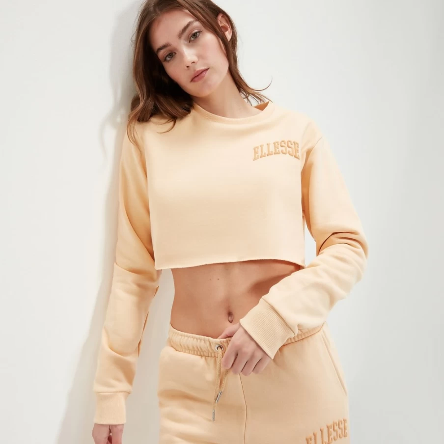 Ellesse Women's Light Brown Crop Sweatshirt - Canleo Style Pullover