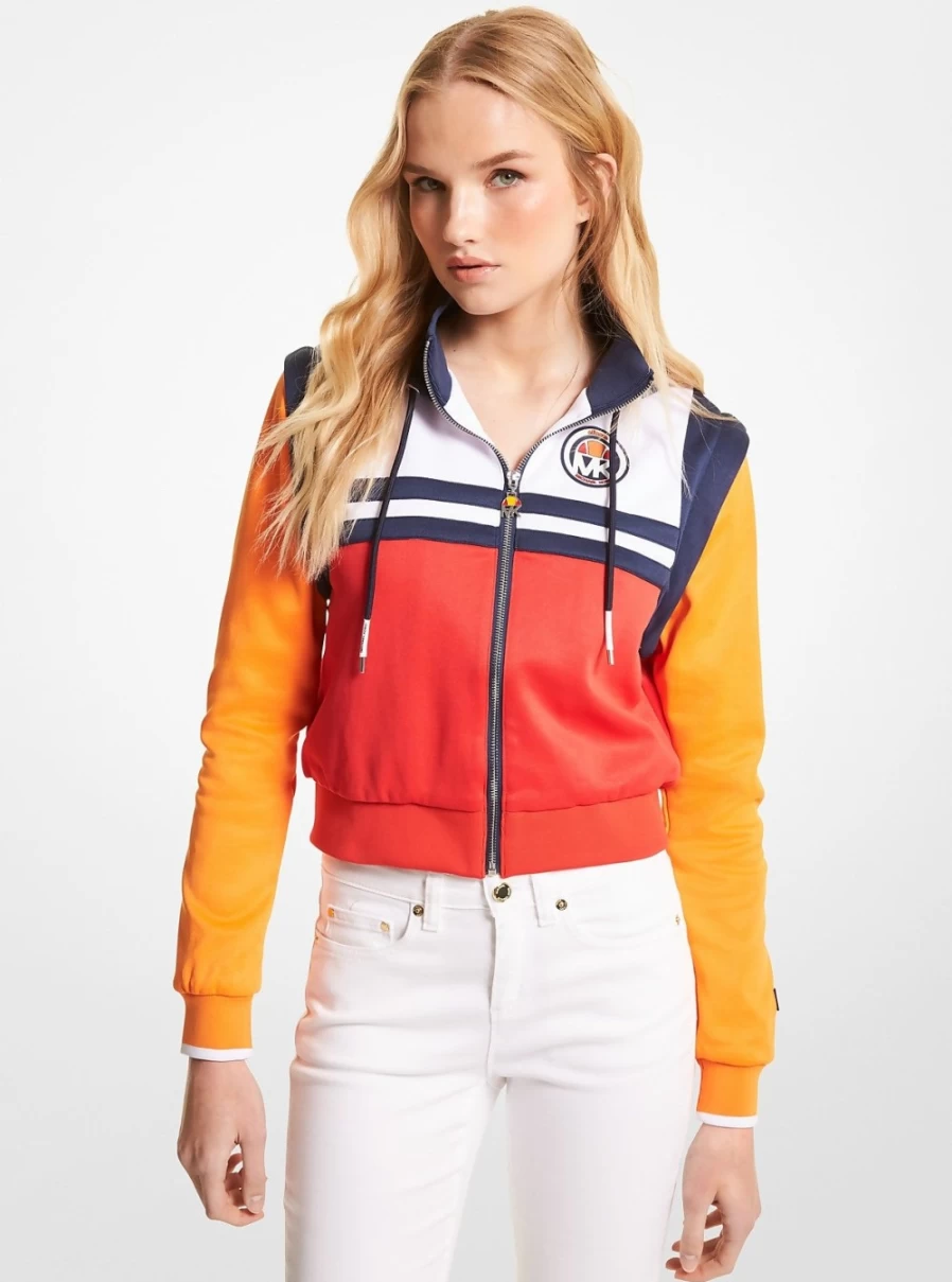 Women's Ellesse Red Color-Block Cotton Blend Zip-Up Jacket