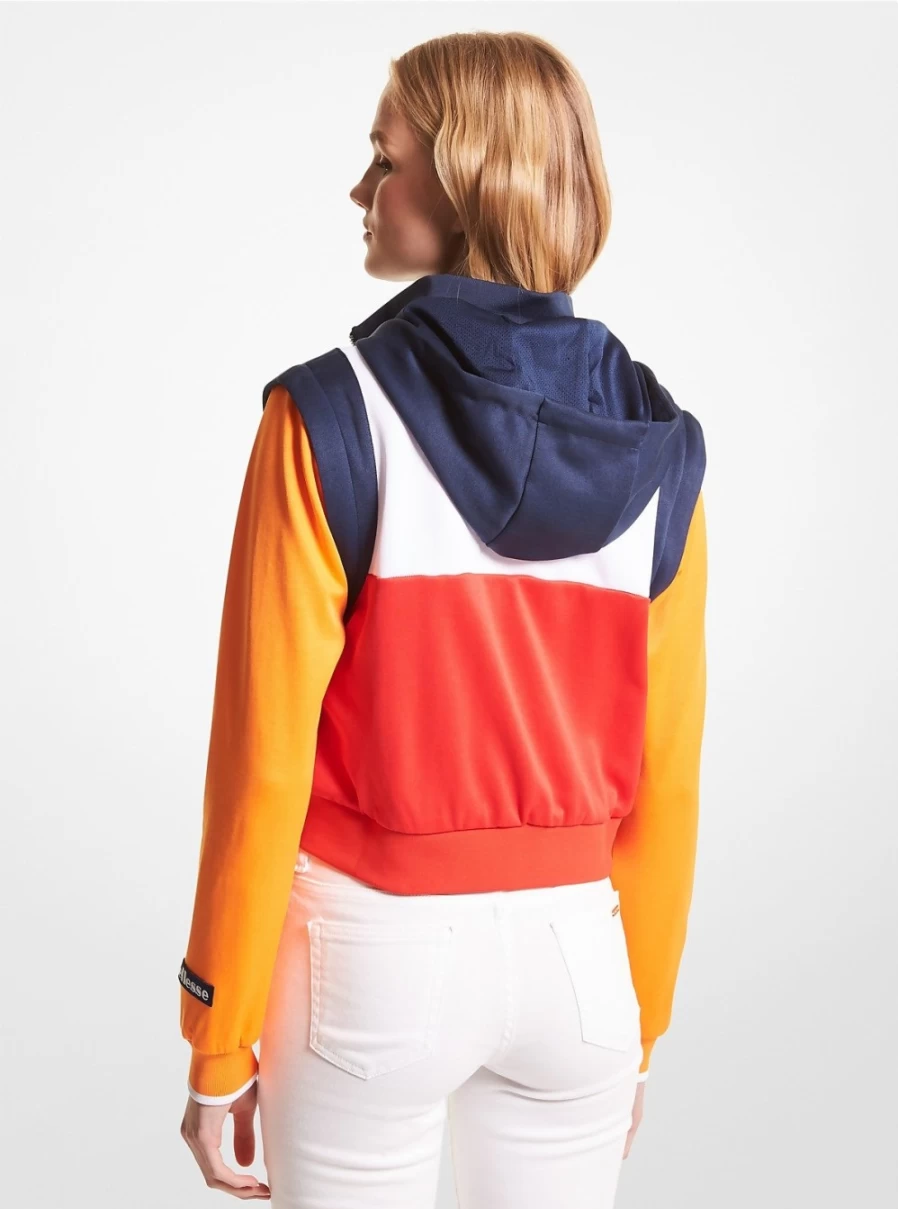 Women's Ellesse Red Color-Block Cotton Blend Zip-Up Jacket