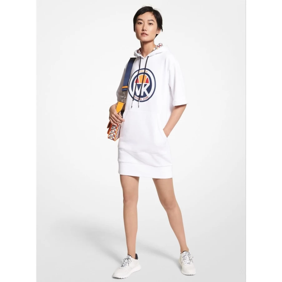 Women's Ellesse White Logo Cotton Blend Hoodie Dress
