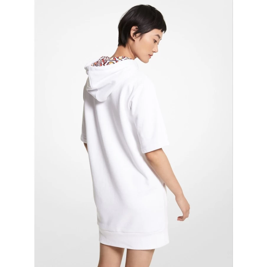 Women's Ellesse White Logo Cotton Blend Hoodie Dress