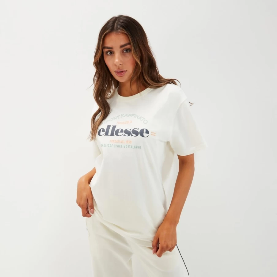 Ellesse Women's Off White Oversized T-Shirt - Casual Comfort Fit Tee