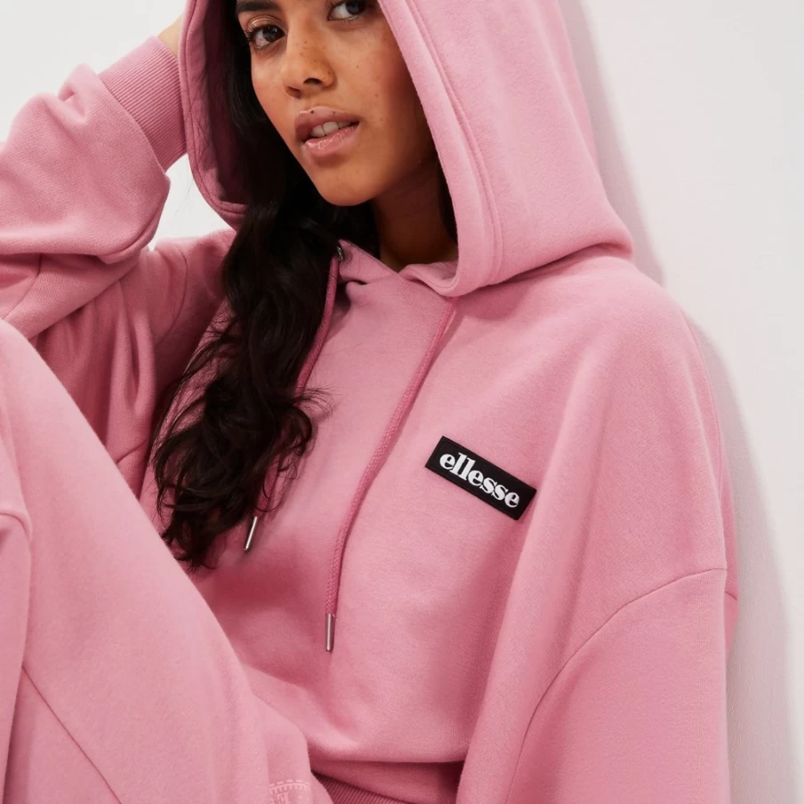 Ellesse Women's Pink Halo Crop Hoody - Stylish Casual Pullover Sweatshirt