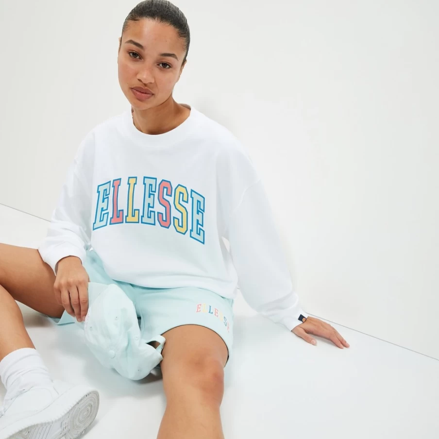 Ellesse Women's White Parsol Sweatshirt - Unisex Fit Casual Pullover