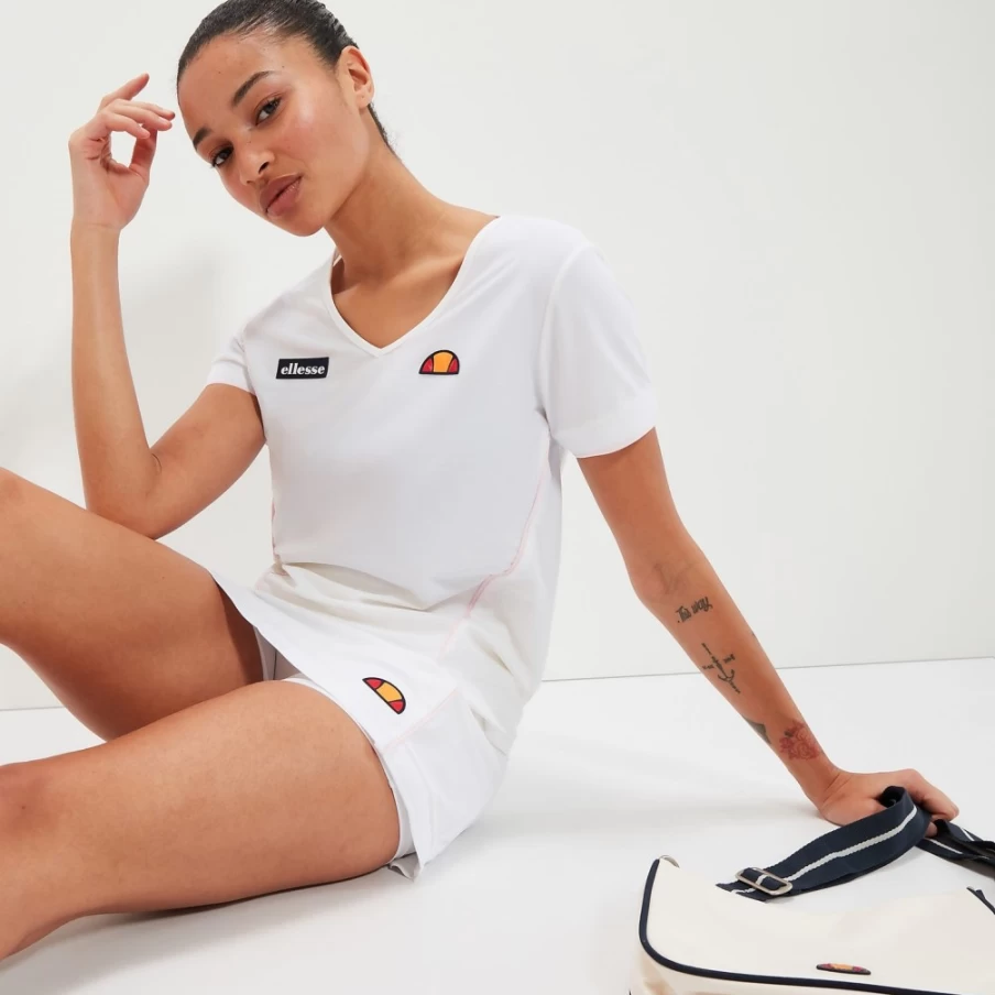 Ellesse Women's White Ascalone Skort - Tennis Skirt with Shorts - Sporty Athletic Skort for Women
