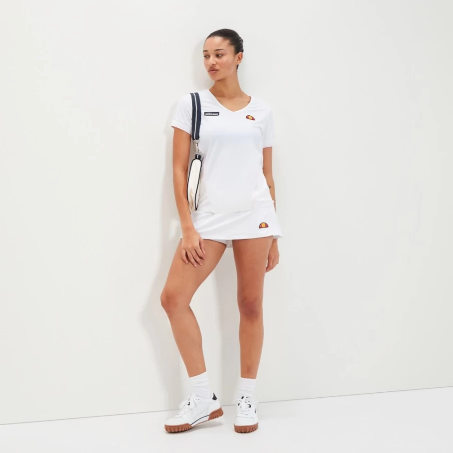 Ellesse Women's White Ascalone Skort - Tennis Skirt with Shorts - Sporty Athletic Skort for Women