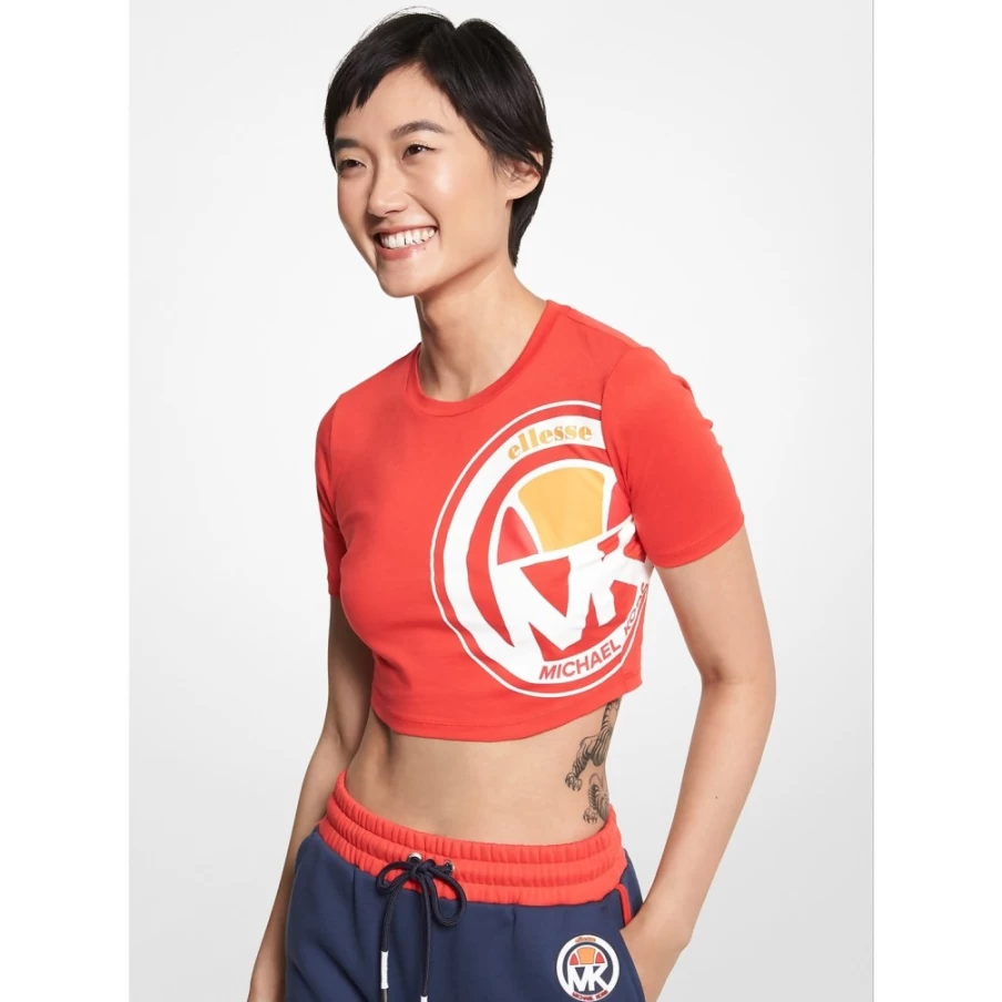 Ellesse Women's Red Organic Cotton Cropped Logo Top