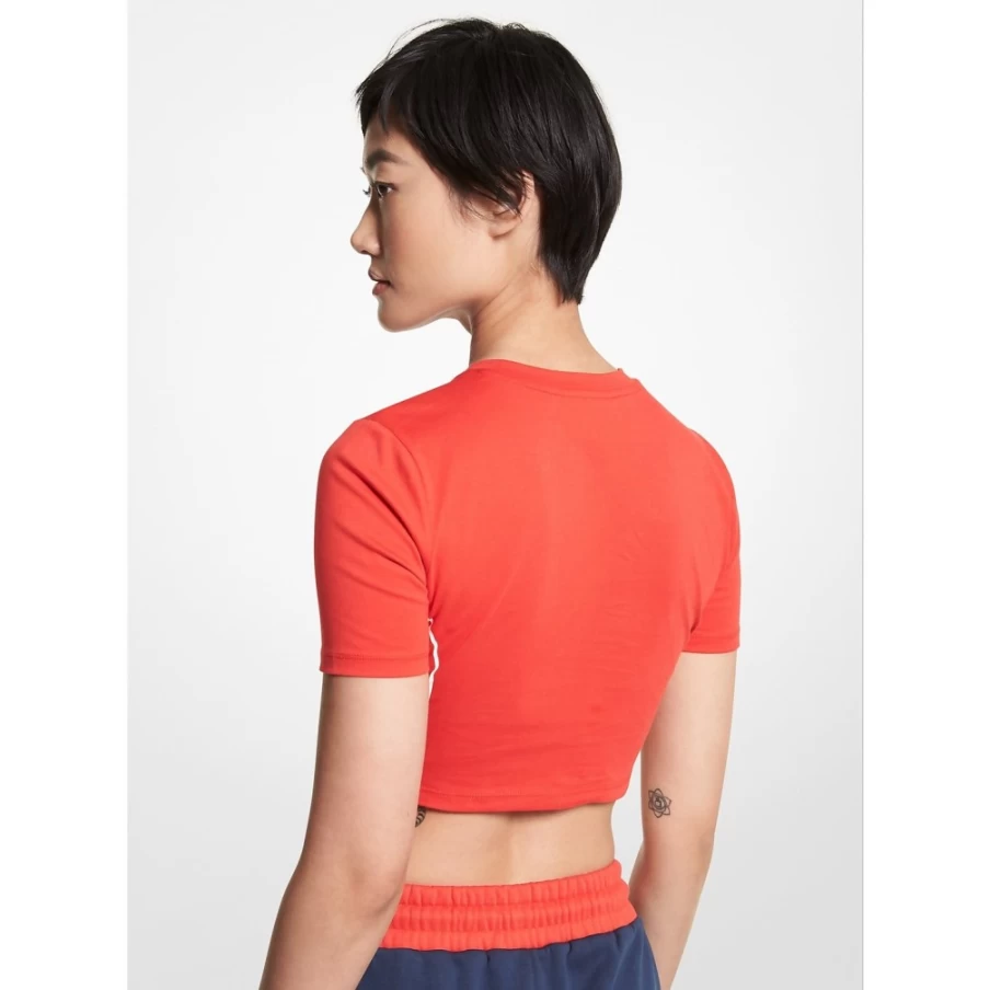 Ellesse Women's Red Organic Cotton Cropped Logo Top